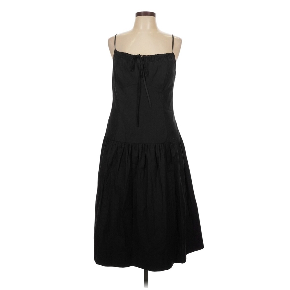 Reformation‎ Analise Black Cotton & Elastane Drop Waist Midi Dress Size 12 NWT